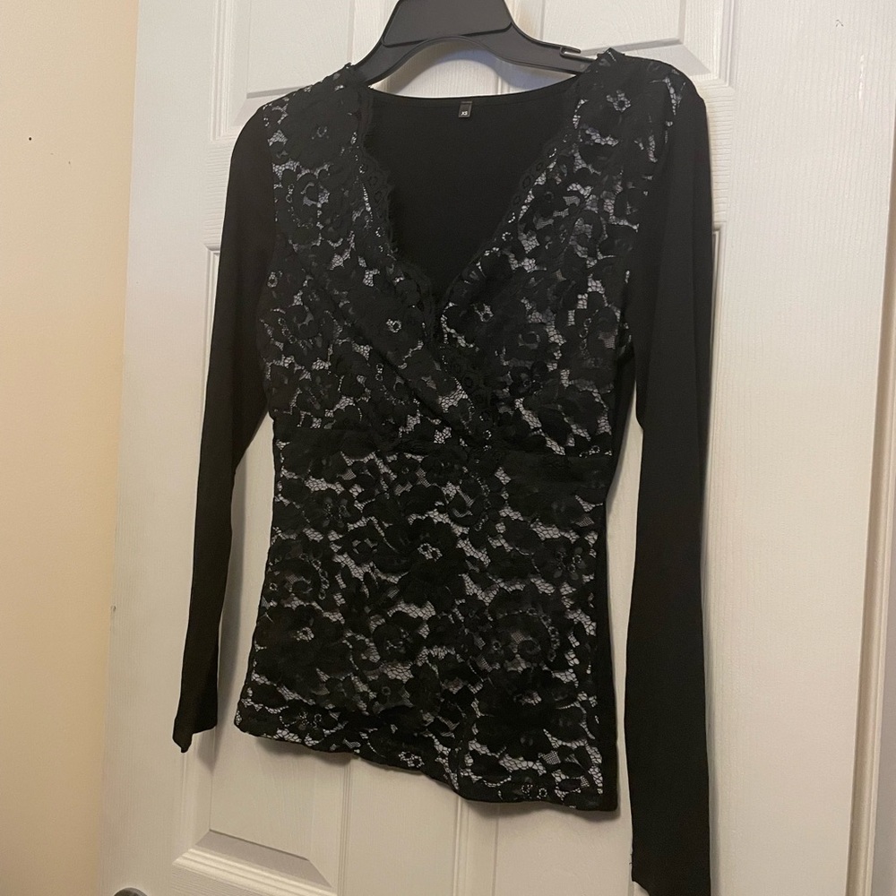 Chic Black Lace Women's Blouse